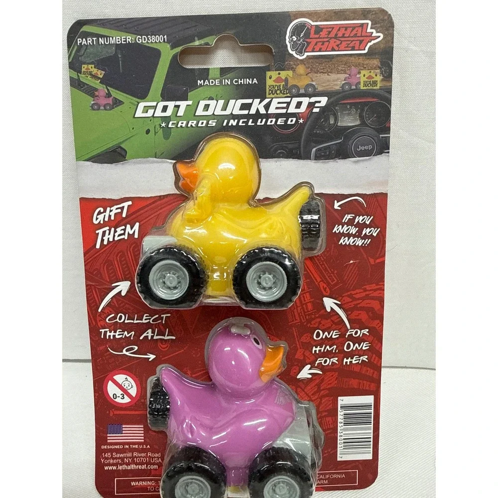 Lethal Threat Gettin Ducked Jeep Dashboard Rubber Ducks 2pk Yellow Purple